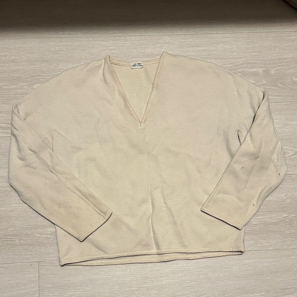 Women's Cream V-Neck Sweater